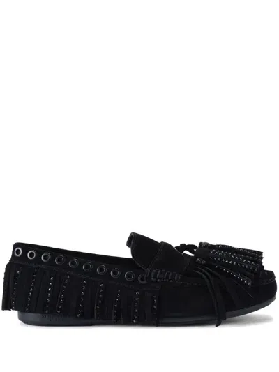 Kurt Geiger Tassel Fringe Loafers In Black