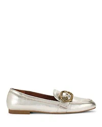 Kurt Geiger Womens Gold Mayfair Metallic Leather Loafers