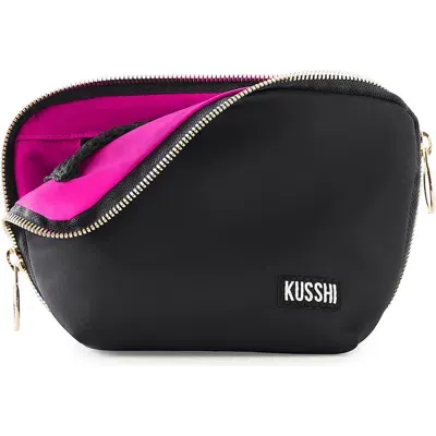 Kusshi Everyday Cosmetics Bag In Black/pink Nylon