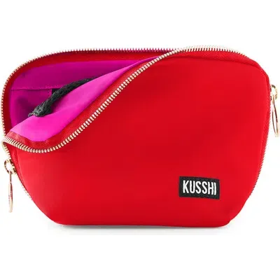 Kusshi Everyday Cosmetics Bag In Candy Apple Red/pink Nylon