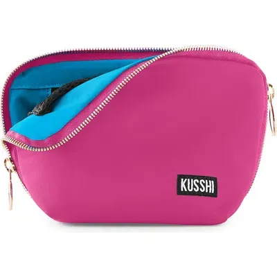 Kusshi Everyday Makeup Bag In Pink/teal Nylon