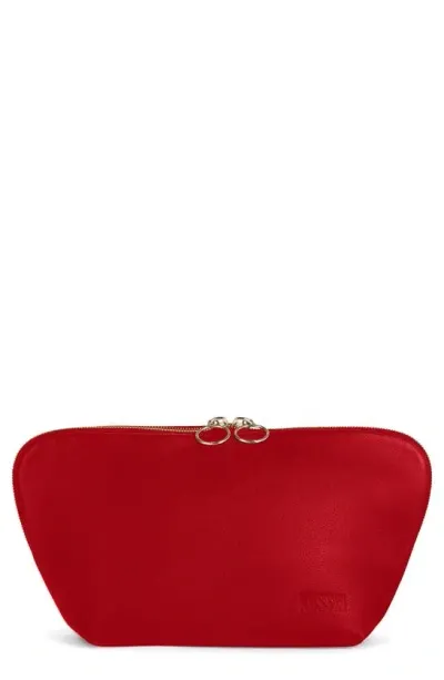 Kusshi Signature Leather Makeup Bag In Red