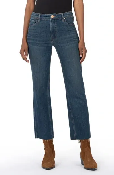 Kut From The Kloth Kelsey Fab Ab Distressed High Waist Raw Hem Ankle Bootcut Jeans In Unusual