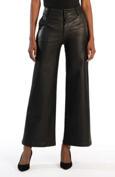 Kut From The Kloth Meg High Waist Coated Wide Leg Jeans In Black