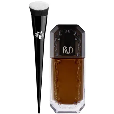 Kvd Beauty Lock It Edge Foundation Brush And Beauty Good Apple Full-coverage Serum Foundation 30ml Bundle (vari In Deep 098