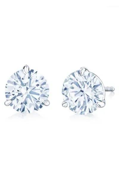 Kwiat Round Brilliant Cut Diamond & Platinum Stud Earrings In White