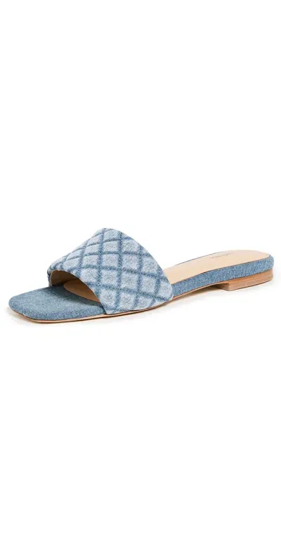 L Agence Aloise Denim Slide Sandal In Light Blue Denim