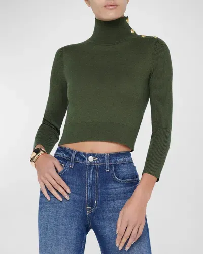 L Agence Kamdyn Cropped Mock-neck Sweater In Mossgold