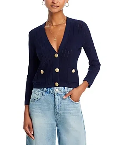 L Agence Irvin Pointelle Knit Cardigan In Midnight Gold