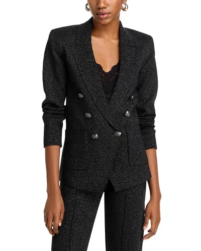 L Agence L'agence Kenzie Metallic Knit Blazer In Black Gunmetal