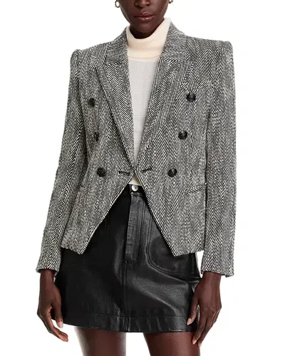 L Agence Marie Double Breasted Blazer Black/white Tweed