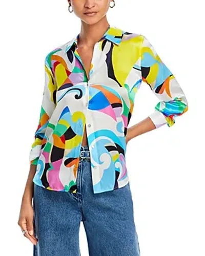 L Agence L'agence Tyler Kaleidoscope Silk Button-up Shirt In Small Multi Kaleidoscope