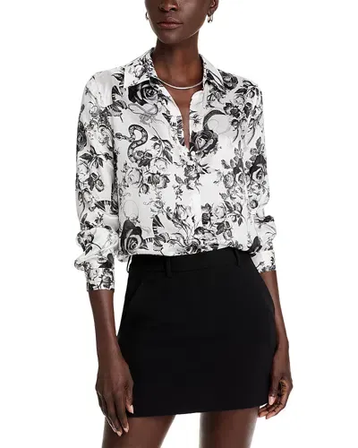 L Agence L'agence Tyler Silk Floral Blouse In White/black