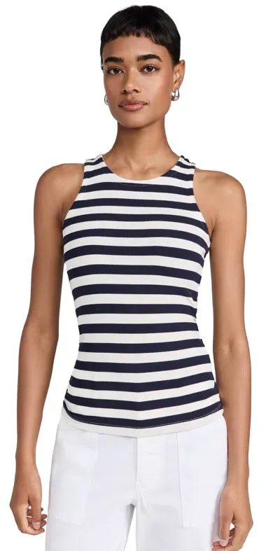 L Agence Nia Racerback Tank Top Navy/white Stripe