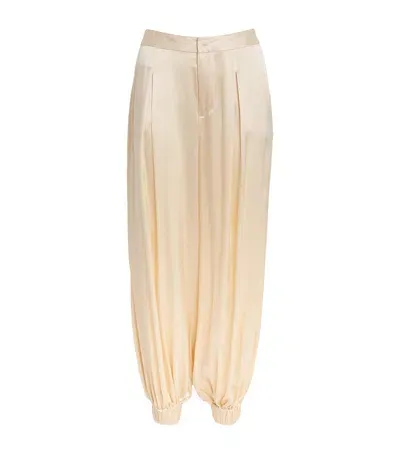 L Agence Silk Palmer Tapered Trousers In Ivory