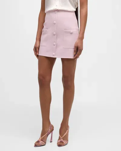 L Agence Truman Faux Leather Mini Skirt In Lilac Snow