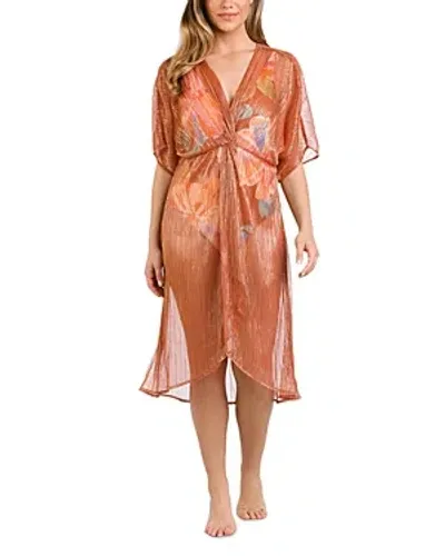 La Blanca Golden Hour Twist Wrap Swim Cover-up In Copper