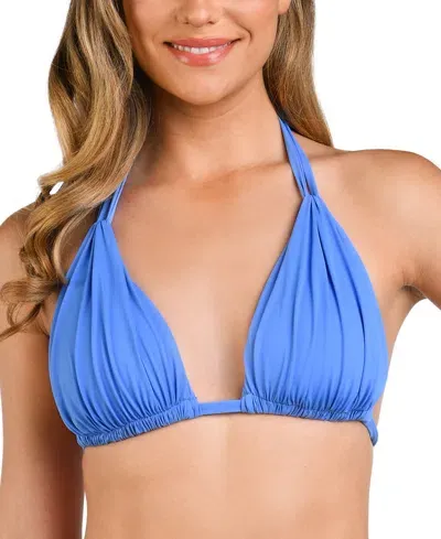 La Blanca Island Goddess Halter Triangle Bikini Top In Chambray