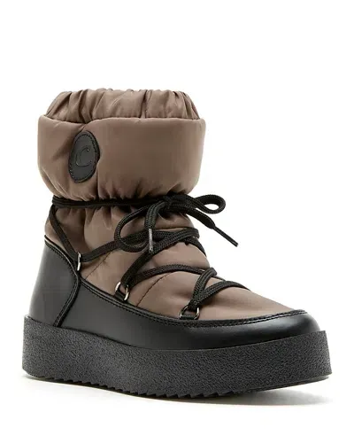 La Canadienne Easton Nylon Lace-up Winter Booties In Taupe