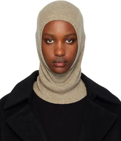 La Collection Beige Cathy Knitted Balaclava In Biscuit