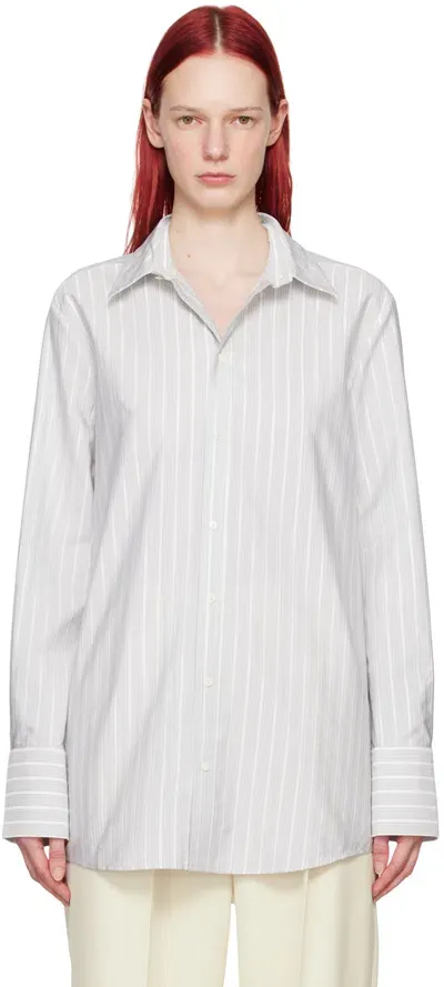 La Collection Blue Adam Shirt In Striped Blue Cream