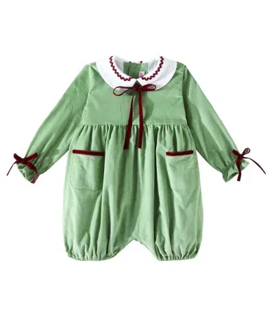 La Coqueta Baby Grenada Cotton Dress And Bloomers Set In Green