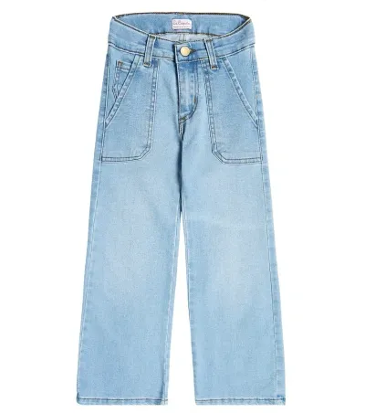 La Coqueta Kids' Enola Wide-leg Jeans In Blue