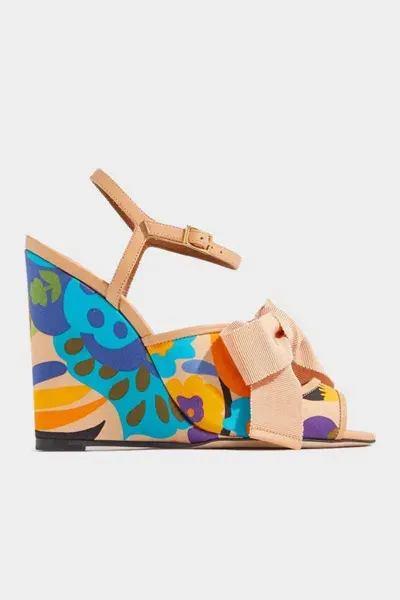 La Doublej Tones Wedge In Patterned Blue