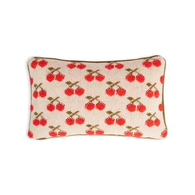 La Doublej Cherry Knitted Cushion In Neutral