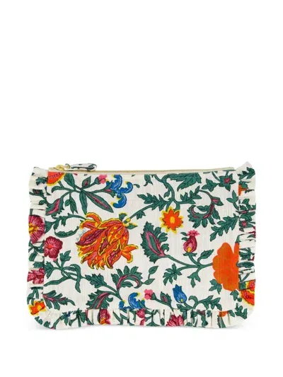 La Doublej Floral-print Clutch Bag In Weiss