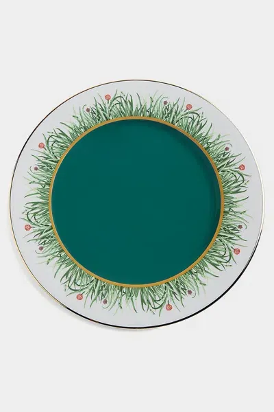 La Doublej Housewives Charger Plate In Libellula In Green