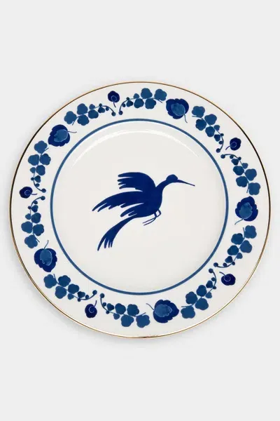 La Doublej Housewives Charger Plate In Wildbird Blu In Blue