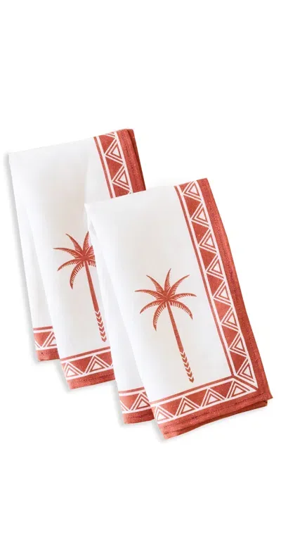 La Doublej Large Napkins Set Of 2 Red And White