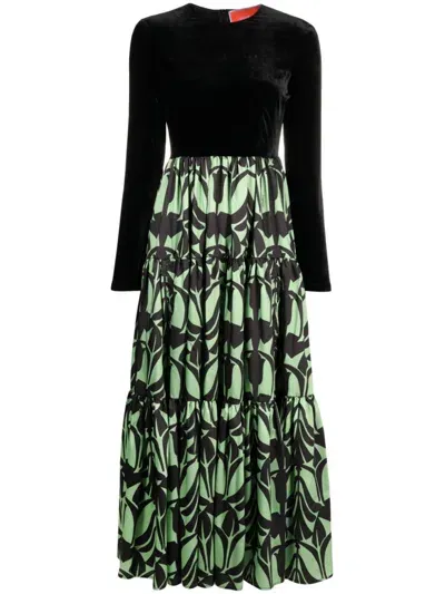 La Doublej Papyrus-print Maxi Dress In Black