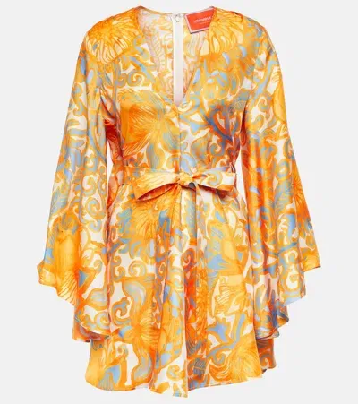 La Doublej Printed Silk Minidress In Yellow