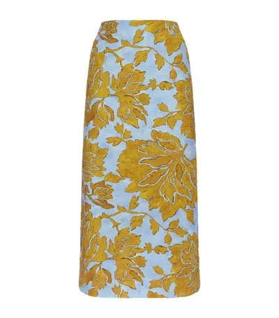 La Doublej Floral-print Pencil Skirt In Multicolour