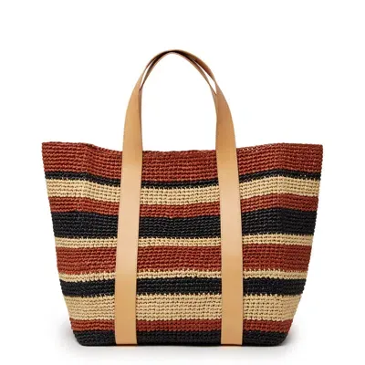 La Doublej Tote Raffia Bag In Multicolor Black