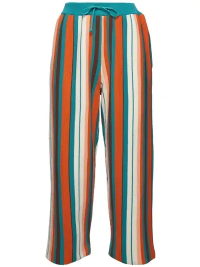 La Doublej Vertical-stripe Cropped Trousers In Red