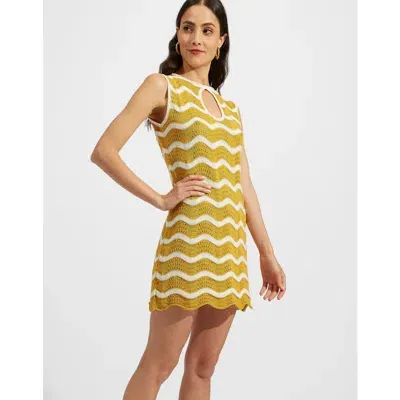 La Doublej Wavy Mini Dress Avorio / Giallo In Avorio/giallo