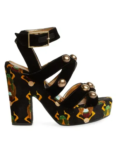 La Doublej Medal Wedge In Scarab Black