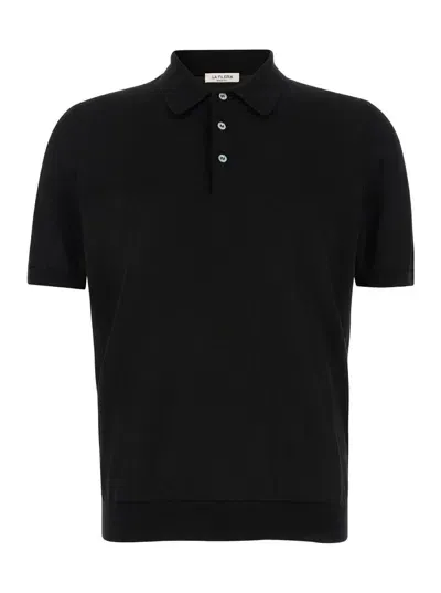 La Fileria Polo In Maglia Crepe In Black