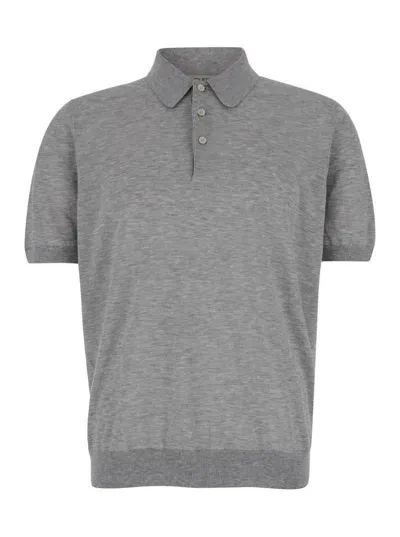 La Fileria Polo In Maglia Crepe In Grey