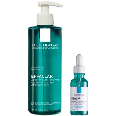 La Roche-posay Breakout-fighting Duo- High Strength: Effaclar Micro-peeling Cleanser And Anti-blemish Triple-acid S In White