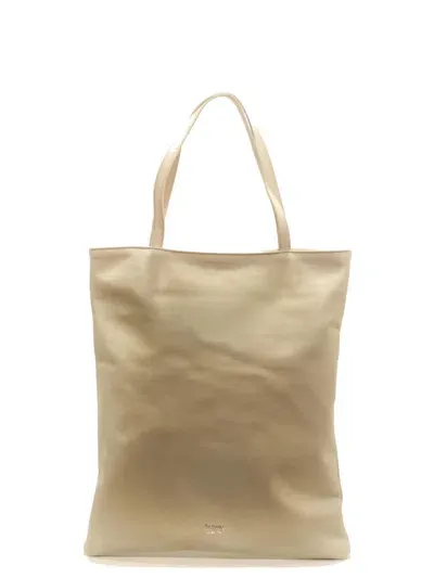 La Rose Leather Tote Bag Ivory In Beige