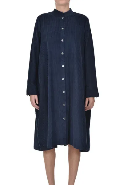 Laboratorio Corduroy Shirt Dress In Navy Blue