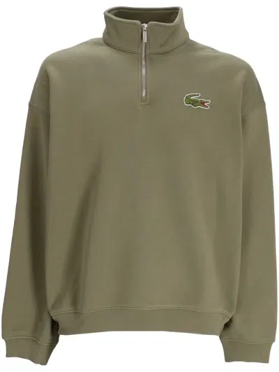 Lacoste Appliqué-logo Sweatshirt In Green