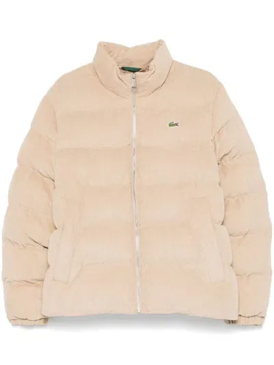 Lacoste Corduroy Puffer Jacket In Neutrals