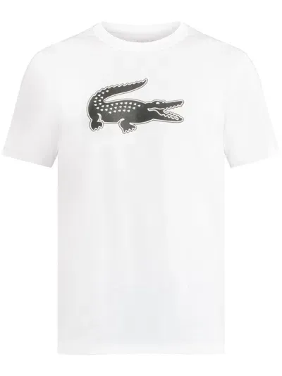 Lacoste Crocodile-print Jersey T-shirt In White