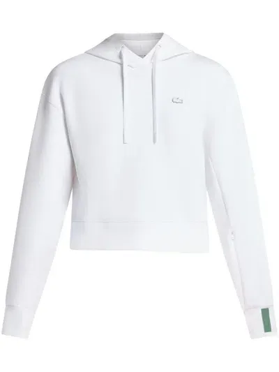 Lacoste Cropped Hooded Sweatshirt In White