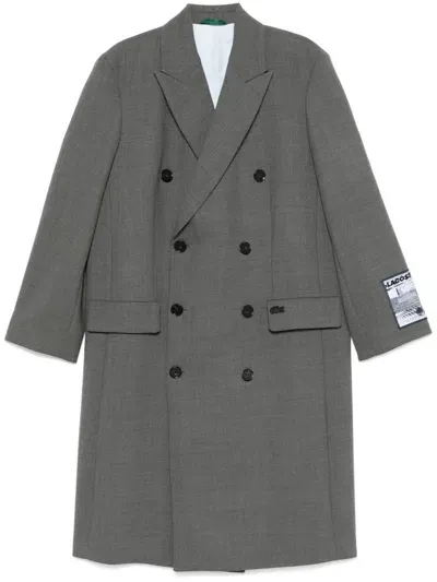 Lacoste Double-breasted Coat In Grey